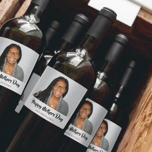 Étiquette Pour Bouteilles De Vin Photo tendance Joyeuse Fête des mères