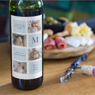 Étiquette Pour Bouteilles De Vin Photos de Collage moderne Bleu Meilleurs Pères Cad