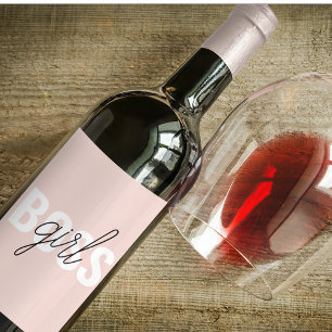 Étiquette Pour Bouteilles De Vin Phrase moderne Pastel Rose fille Boss Phrase
