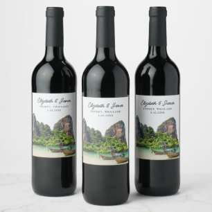 Étiquette Pour Bouteilles De Vin Phuket Mariage Thaïlande Personnalisé