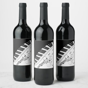 Étiquette Pour Bouteilles De Vin Piano Keyboard Music Design