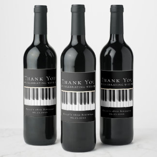 Étiquette Pour Bouteilles De Vin piano Merci