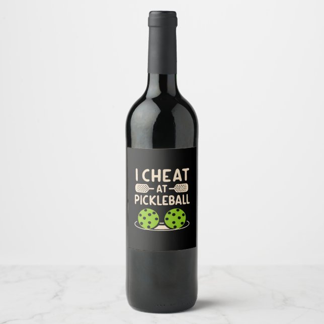 Étiquette Pour Bouteilles De Vin Pickleball Drôle (Devant)