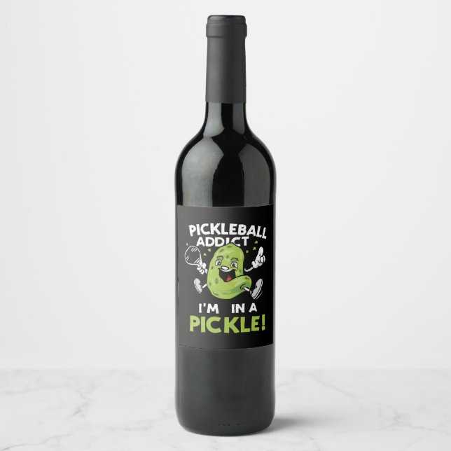 Étiquette Pour Bouteilles De Vin Pickleball drôle (Devant)