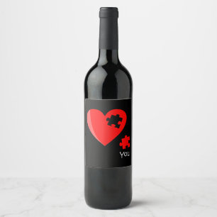 Étiquette Pour Bouteilles De Vin Pièce manquante Puzzle Coeur Valetines Chemise Jou
