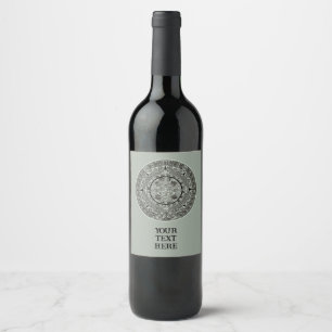 Étiquette Pour Bouteilles De Vin Pierre de soleil aztèque mexicaine Calendrier maya