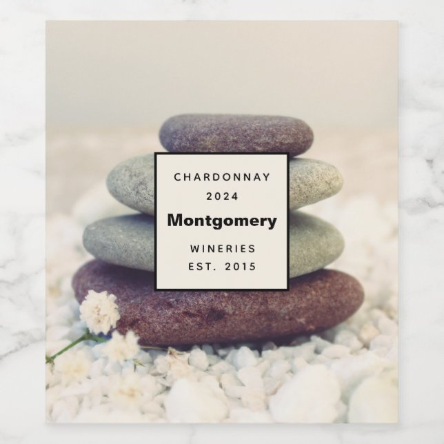 Étiquette Pour Bouteilles De Vin Pierres empilées Méditative Caire vinification (Étiquettes simples)