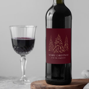 Étiquette Pour Bouteilles De Vin Pin d'hiver mousseux Bourgogne Joyeux Noël