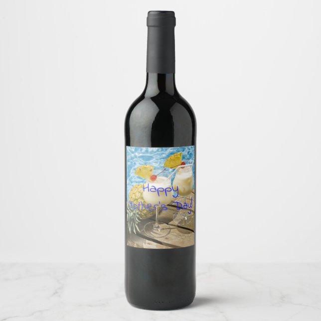 Étiquette Pour Bouteilles De Vin piña colada ananas mère (Devant)