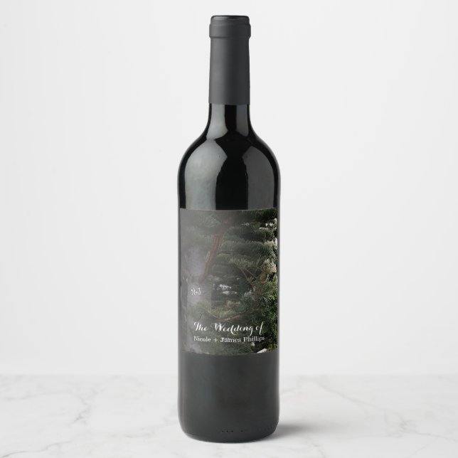 Étiquette Pour Bouteilles De Vin Pine Arbre Rustique Forêt Bois Mariage Vins Étique (Devant)