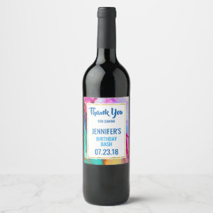 Étiquette Pour Bouteilles De Vin Pink and Turquoise Marble Abstract Watercolor