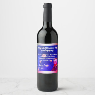 Étiquette Pour Bouteilles De Vin Pink & Blue Perfect Design van Gogh Celebrating