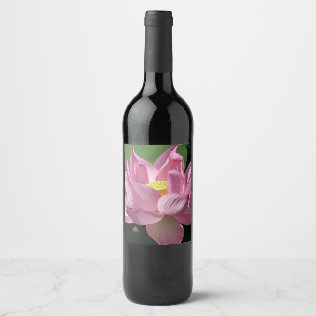 Étiquette Pour Bouteilles De Vin Pink Lotus Flower IV (Devant)
