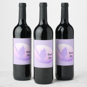 Étiquette Pour Bouteilles De Vin Pink Purple Nature Bird Silhouette Merci