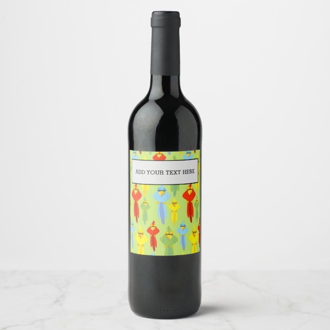 Étiquette Pour Bouteilles De Vin Pirate Parrot Bird Lovers Animals Navigators (Devant)