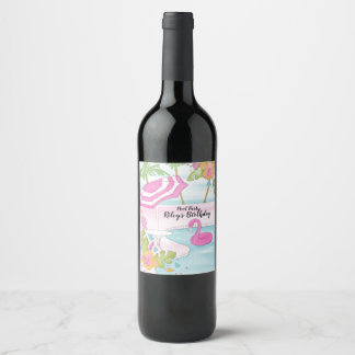 Étiquette Pour Bouteilles De Vin Piscine tropicale