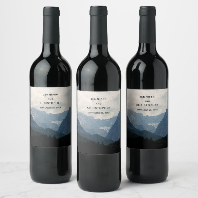 Étiquette Pour Bouteilles De Vin Pittoresque Alpine Mountains Nature Photo Mariage (Bouteilles)