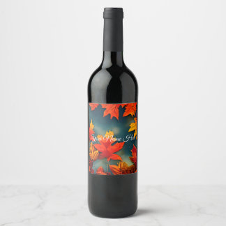 Étiquette Pour Bouteilles De Vin Pittoresque Rustique Feuille d'érable d'automne