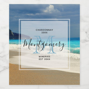 Étiquette Pour Bouteilles De Vin Pittoresque Turquoise Blue Sea Beach Photo Fabrica