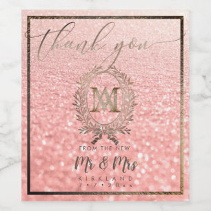Étiquette Pour Bouteilles De Vin PixDezines Faux Foil Monogramme+Laurel Wreath