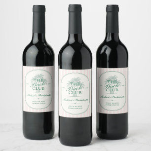 Étiquette Pour Bouteilles De Vin Plage aux Palmiers Club de Bachelorette Week-end