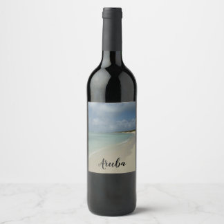 Étiquette Pour Bouteilles De Vin Plage d'Aruba II Magnifique paysage naturel