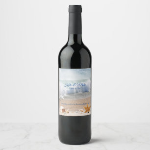 Étiquette Pour Bouteilles De Vin Plage Destination Mariage Coquillages Océan tropic