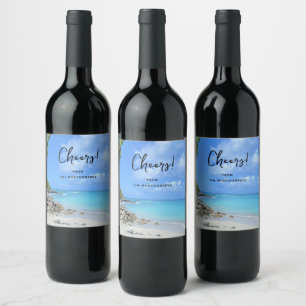 Étiquette Pour Bouteilles De Vin Plage tropicale turquoise joyeuse