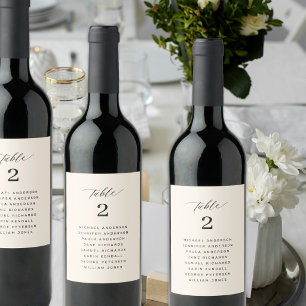 Étiquette Pour Bouteilles De Vin Plan de table de mariage noms des invités numéro d