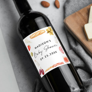 Étiquette Pour Bouteilles De Vin Planche de charcuterie et bouteilles Baby Shower