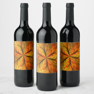 Étiquette Pour Bouteilles De Vin Plante d'automne, Abstrait moderne Fractal Art Lea