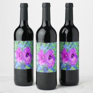 Étiquette Pour Bouteilles De Vin Plum Ultra Violet Fou Hibiscus Violet Fleurs