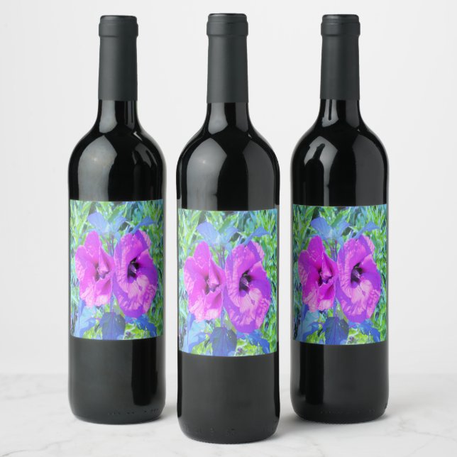 Étiquette Pour Bouteilles De Vin Plum Ultra Violet Fou Hibiscus Violet Fleurs (Bouteilles)