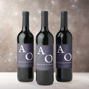 Étiquette Pour Bouteilles De Vin Plum violet minimaliste Mariage Monogramme