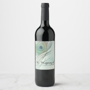 Étiquette Pour Bouteilles De Vin Plume de Paon Bohème Chic Aquarelle Vin Personnali