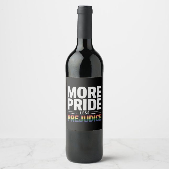 Étiquette Pour Bouteilles De Vin Plus Fierté Moins Préjugés Lgbt Mois Gay pride (Devant)