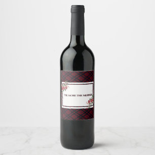 Étiquette Pour Bouteilles De Vin Plus Le Rouge Merrier Plaid