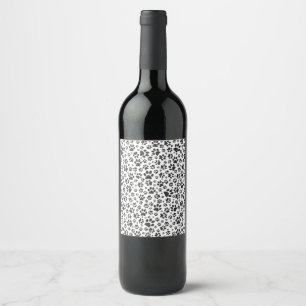 Étiquette Pour Bouteilles De Vin Poches de chien noir et blanc Poka Dot