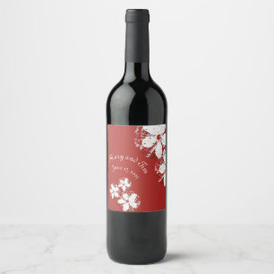 Étiquette Pour Bouteilles De Vin poésie cerise en fleurs rouge blanc élégant sakura