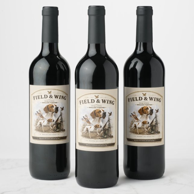 Étiquette Pour Bouteilles De Vin Pointer Anglais   (Bouteilles)