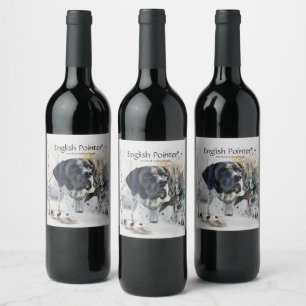 Étiquette Pour Bouteilles De Vin Pointeur anglais, Saison de chasse en bois, Art
