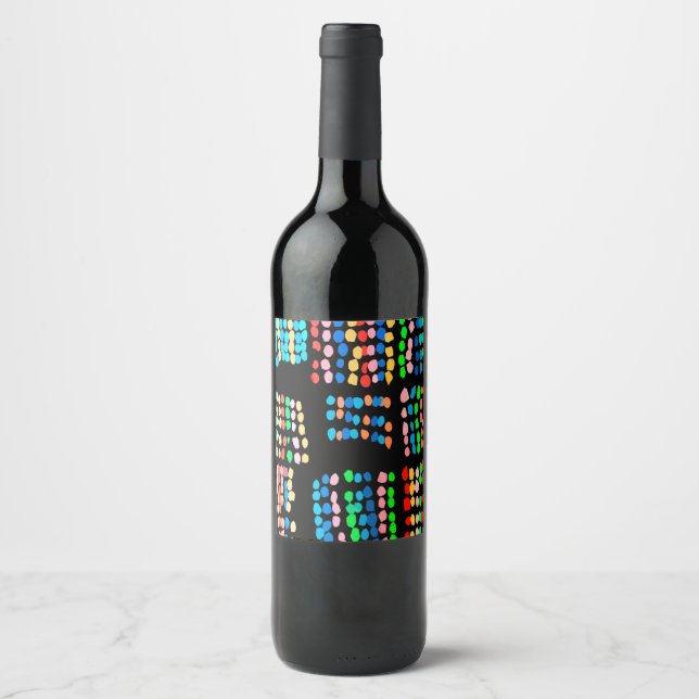 Étiquette Pour Bouteilles De Vin Points colorés (Devant)