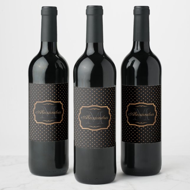 Étiquette Pour Bouteilles De Vin Points Dorés (Bouteilles)
