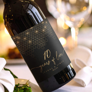 Étiquette Pour Bouteilles De Vin Points forts Gold 10th Anniversary ID1165