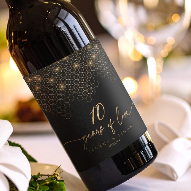 Étiquette Pour Bouteilles De Vin Points forts Gold 10th Anniversary ID1165 (Créateur téléchargé)