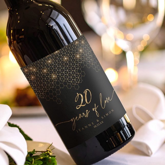 Étiquette Pour Bouteilles De Vin Points forts Gold 20th Anniversary ID1165 (Créateur téléchargé)