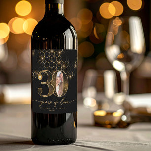 Étiquette Pour Bouteilles De Vin Points saillants Gold 30th Anniversary Photo ID116