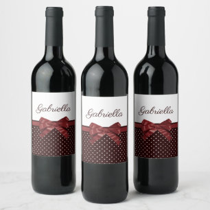 Étiquette Pour Bouteilles De Vin Pois et Bow