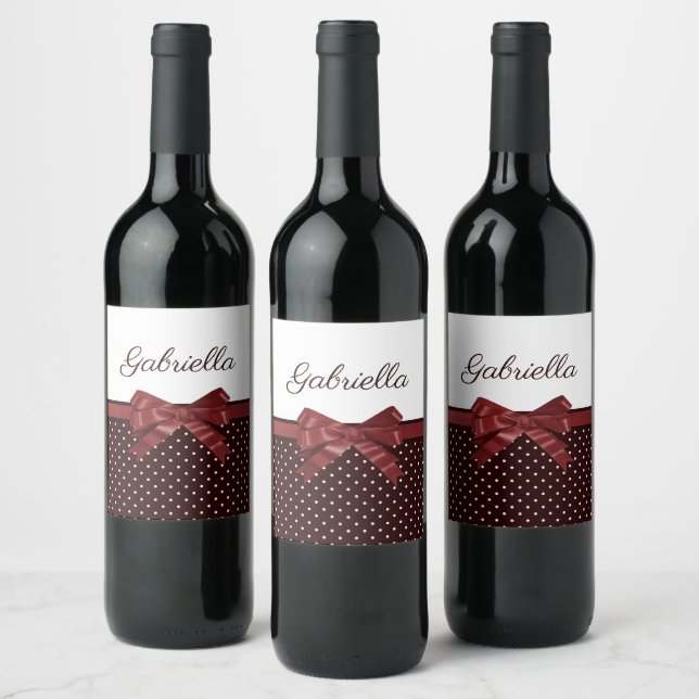 Étiquette Pour Bouteilles De Vin Pois et Bow (Bouteilles)