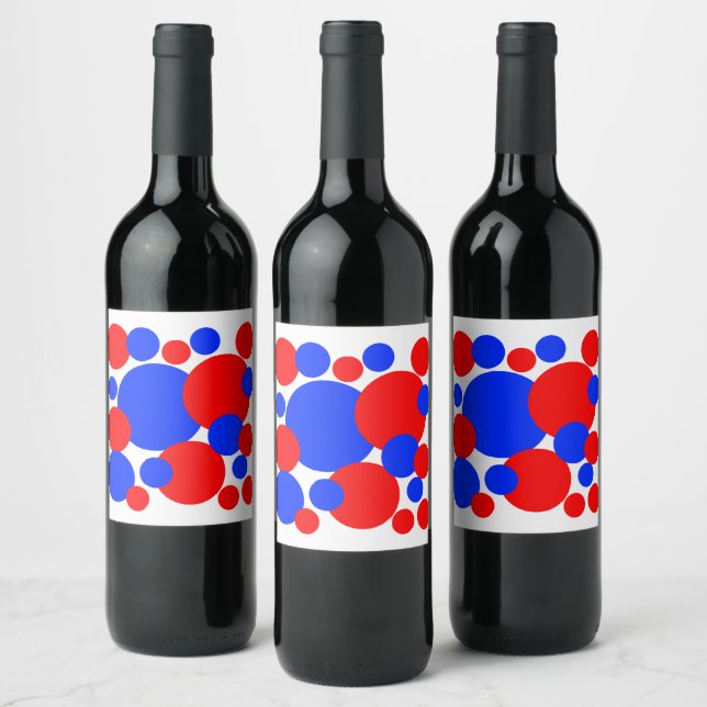 Étiquette Pour Bouteilles De Vin Pois rouge, blanc et bleu (Bouteilles)